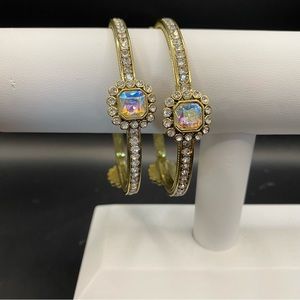 Heidi Daus “Fancy” Crystal Bangle Bracelets 2-piece set -SM (Pink)